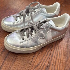 Veja metallic silver sneakers women’s size 8